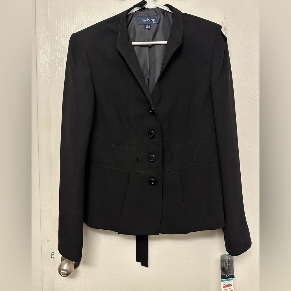 NWT Evan Picone Classic Black Blazer Size 16